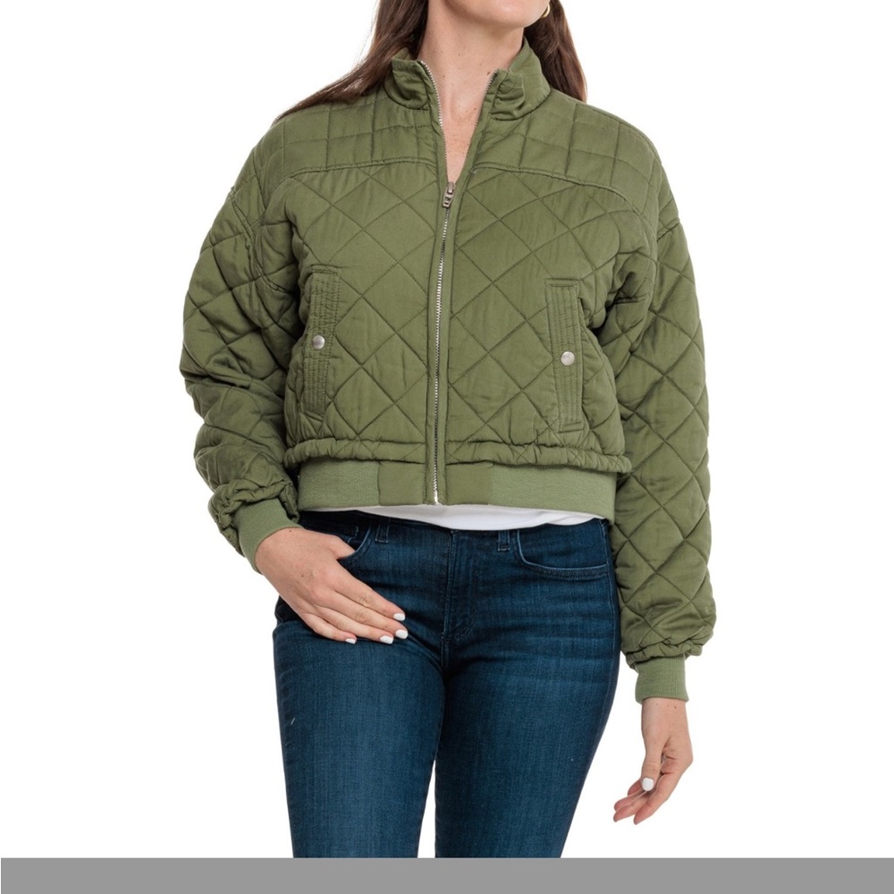 Blank NYC Olive Quilted Bomber Jacket